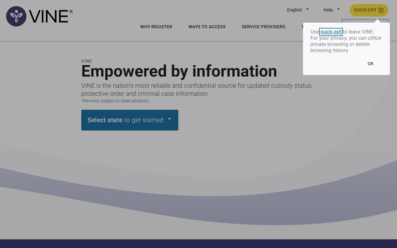 VINELink custody search and notification portal