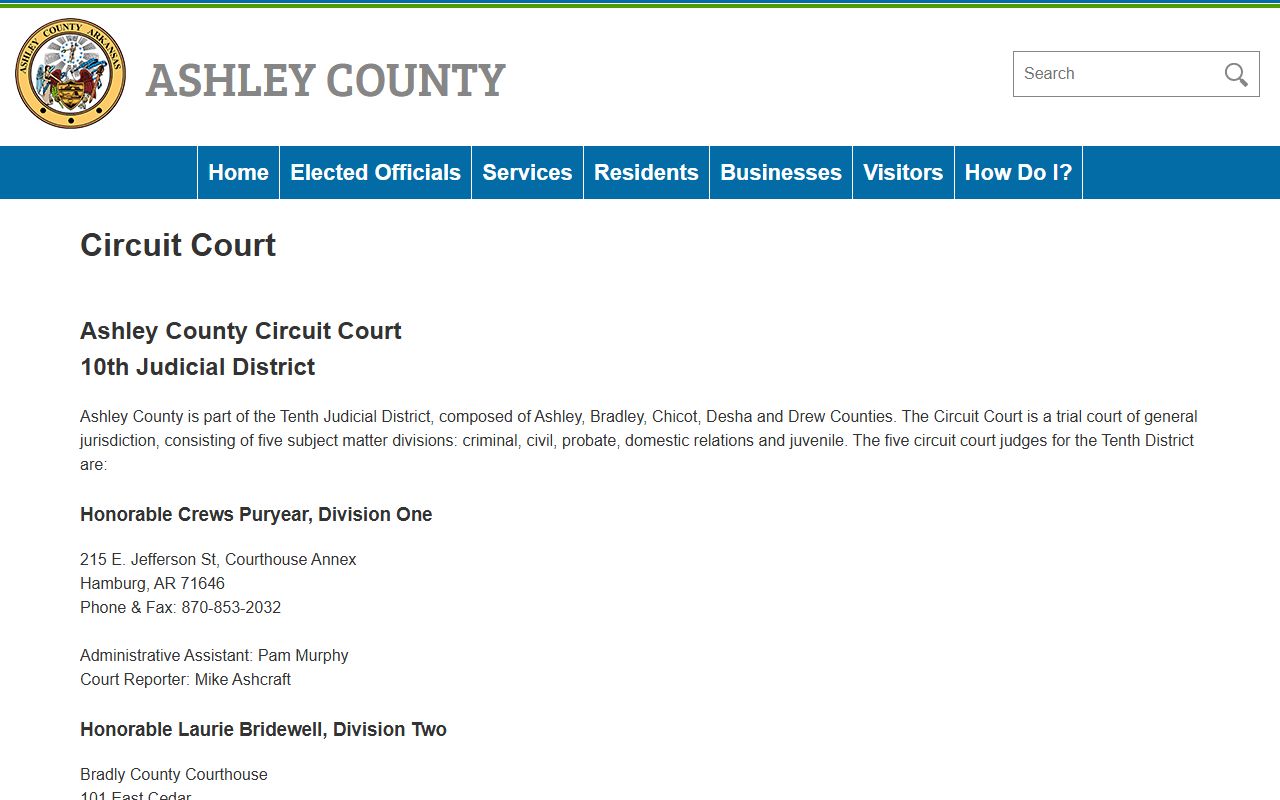 Tenth Judicial District counties and court divisions