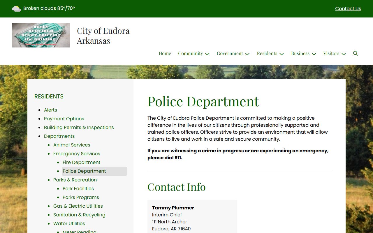 Eudora Police Department custody search and Chicot County arrest contact